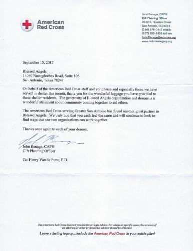 Hurricane 8 BACC Thank you letter from Red Cross